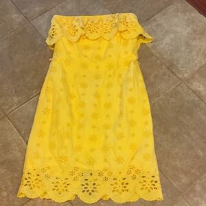 Milly Vibrant Yellow Dress with zipper in back and belt loops & built in bra